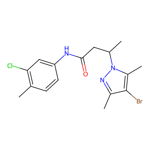 3-(4-bromo-3,5-dimethyl-1H-pyrazol-1-yl)-N-(3-chloro-4-methylphenyl)butanamide structure