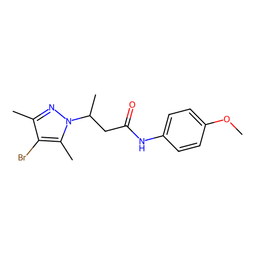 3-(4-bromo-3,5-dimethyl-1H-pyrazol-1-yl)-N-(4-methoxyphenyl)butanamide structure