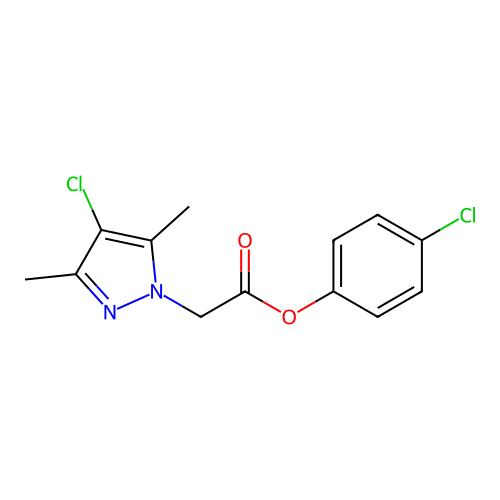 4-chlorophenyl 2-(4-chloro-3,5-dimethyl-1H-pyrazol-1-yl)acetate structure
