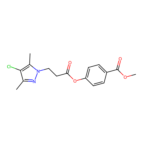 methyl 4-{[3-(4-chloro-3,5-dimethyl-1H-pyrazol-1-yl)propanoyl]oxy}benzoate structure