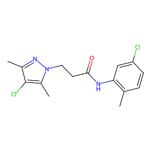 3-(4-chloro-3,5-dimethylpyrazolyl)-N-(5-chloro-2-methylphenyl)propanamide structure