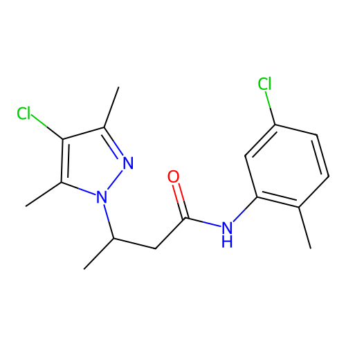 3-(4-chloro-3,5-dimethylpyrazolyl)-N-(5-chloro-2-methylphenyl)butanamide structure