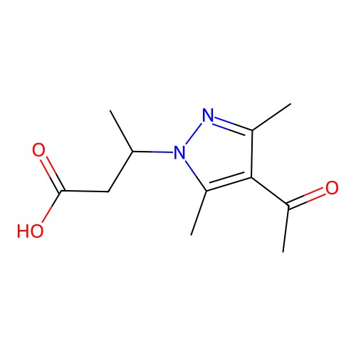 3-(4-acetyl-3,5-dimethyl-1H-pyrazol-1-yl)butanoic acid structure