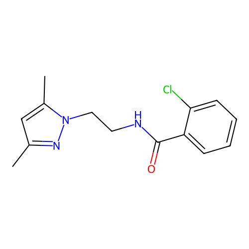 2-chloro-N-[2-(3,5-dimethyl-1H-pyrazol-1-yl)ethyl]benzamide structure