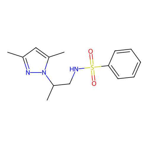N-(2-(3,5-dimethyl-1H-pyrazol-1-yl)propyl)benzenesulfonamide structure