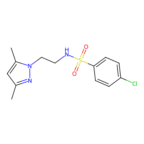4-chloro-N-(2-(3,5-dimethyl-1H-pyrazol-1-yl)ethyl)benzenesulfonamide structure