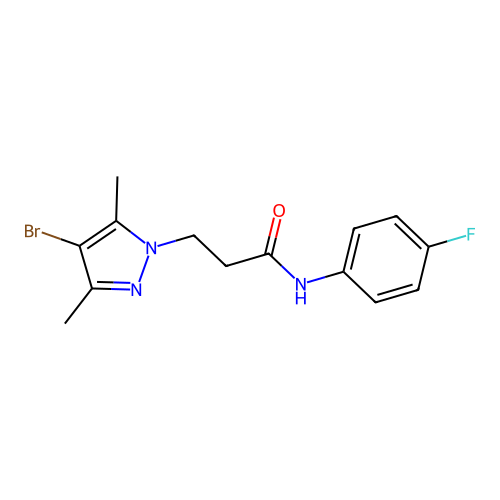 3-(4-bromo-3,5-dimethyl-1H-pyrazol-1-yl)-N-(4-fluorophenyl)propanamide structure