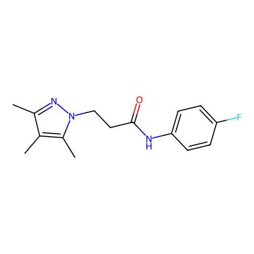 N-(4-fluorophenyl)-3-(3,4,5-trimethyl-1H-pyrazol-1-yl)propanamide structure