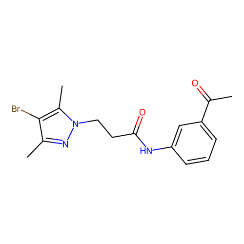 N-(3-acetylphenyl)-3-(4-bromo-3,5-dimethyl-1H-pyrazol-1-yl)propanamide structure
