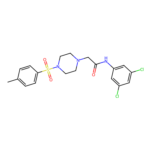N-(3,5-dichlorophenyl)-2-{4-[(4-methylphenyl)sulfonyl]piperazinyl}acetamide structure