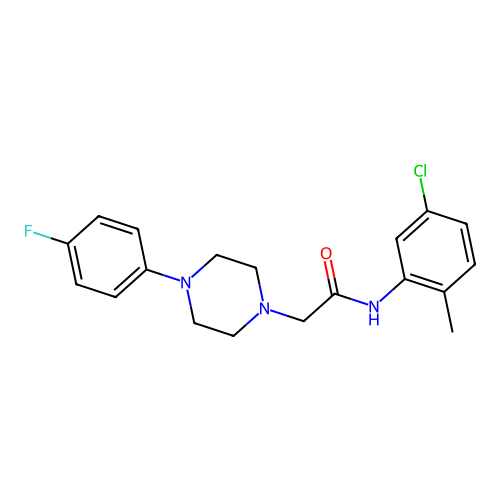 N-(5-chloro-2-methylphenyl)-2-[4-(4-fluorophenyl)piperazin-1-yl]acetamide structure