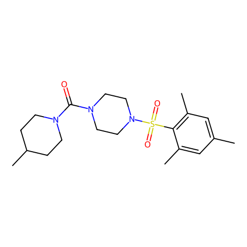 (4-(Mesitylsulfonyl)piperazin-1-yl)(4-methylpiperidin-1-yl)methanone structure