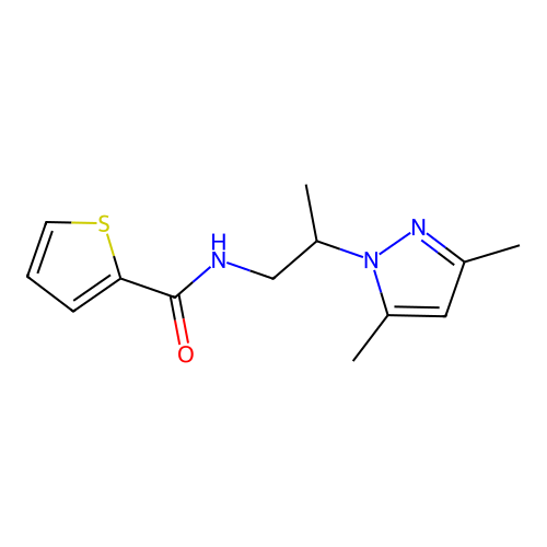 N-[2-(3,5-dimethylpyrazol-1-yl)propyl]thiophene-2-carboxamide structure