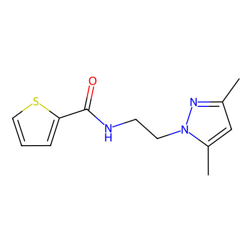 N-[2-(3,5-dimethylpyrazol-1-yl)ethyl]thiophene-2-carboxamide structure