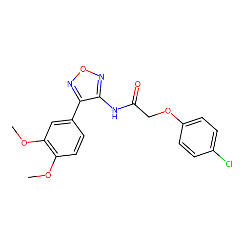 2-(4-chlorophenoxy)-N-[4-(3,4-dimethoxyphenyl)-1,2,5-oxadiazol-3-yl]acetamide structure