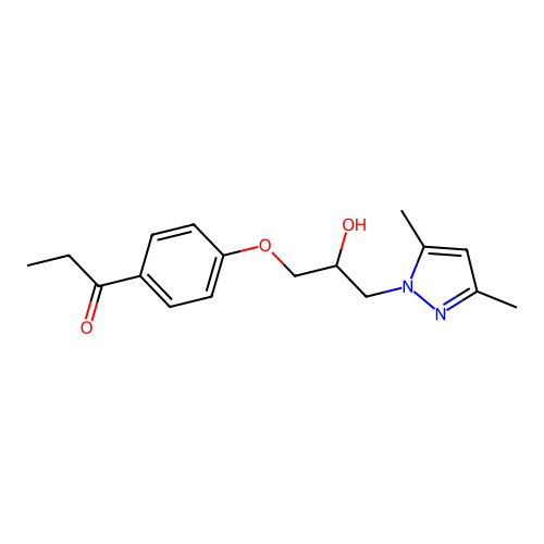 1-[4-[3-(3,5-Dimethylpyrazol-1-yl)-2-hydroxypropoxy]phenyl]propan-1-one structure