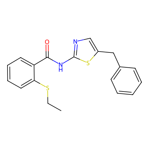 N-(5-benzyl-1,3-thiazol-2-yl)-2-ethylsulfanylbenzamide structure