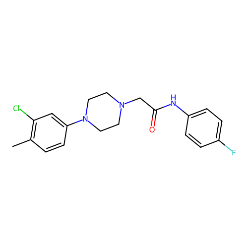 2-[4-(3-chloro-4-methylphenyl)piperazin-1-yl]-N-(4-fluorophenyl)acetamide structure