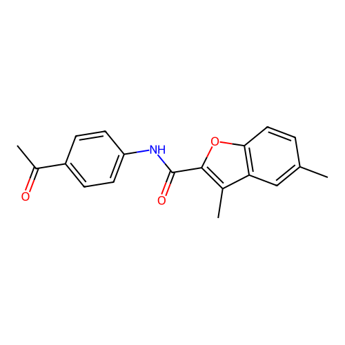 N-(4-acetylphenyl)-3,5-dimethyl-1-benzofuran-2-carboxamide structure