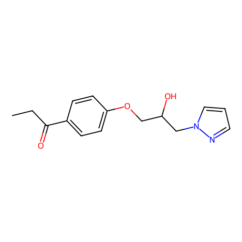 1-(4-(2-hydroxy-3-(1H-pyrazol-1-yl)propoxy)phenyl)propan-1-one structure