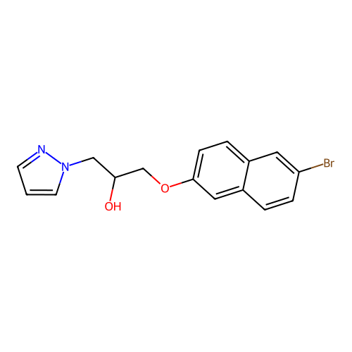 1-[(6-bromo-2-naphthyl)oxy]-3-(1H-pyrazol-1-yl)-2-propanol structure