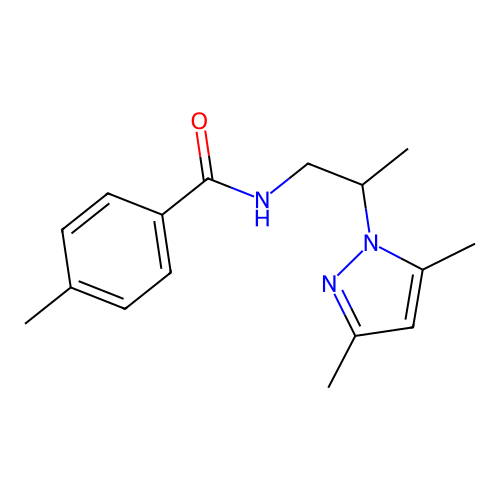 N-(2-(3,5-dimethyl-1H-pyrazol-1-yl)propyl)-4-methylbenzamide structure