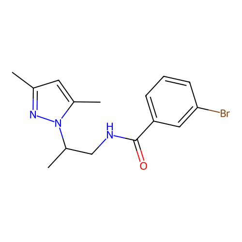 3-bromo-N-[2-(3,5-dimethylpyrazol-1-yl)propyl]benzamide structure