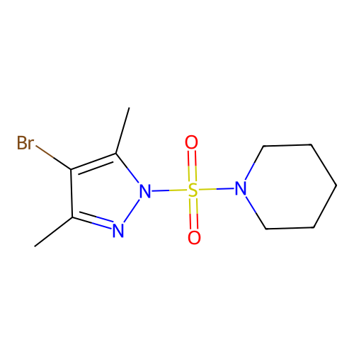 1-[(4-bromo-3,5-dimethyl-1H-pyrazol-1-yl)sulfonyl]piperidine structure