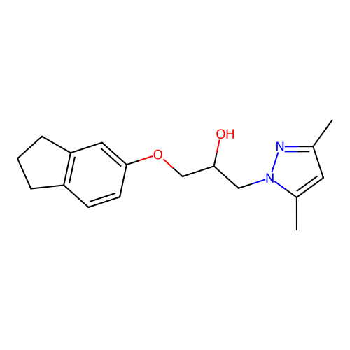 1-(2,3-dihydro-1H-inden-5-yloxy)-3-(3,5-dimethyl-1H-pyrazol-1-yl)propan-2-ol structure