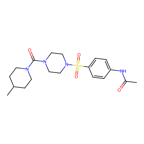 N-(4-((4-(4-methylpiperidine-1-carbonyl)piperazin-1-yl)sulfonyl)phenyl)acetamide structure