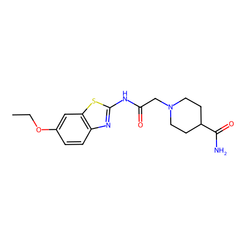 1-(2-((6-Ethoxybenzo[d]thiazol-2-yl)amino)-2-oxoethyl)piperidine-4-carboxamide structure