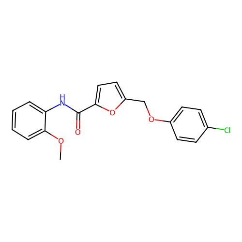5-[(4-chlorophenoxy)methyl]-N-(2-methoxyphenyl)furan-2-carboxamide structure