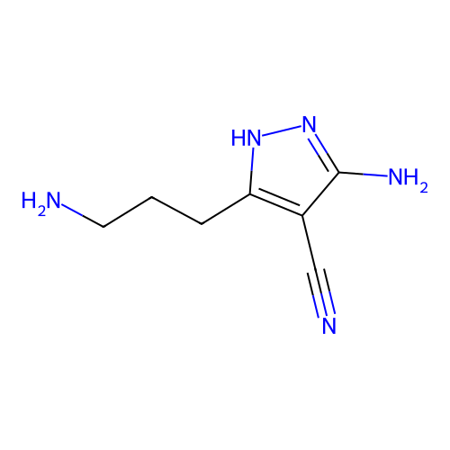 5-amino-3-(3-aminopropyl)-1H-pyrazole-4-carbonitrile structure