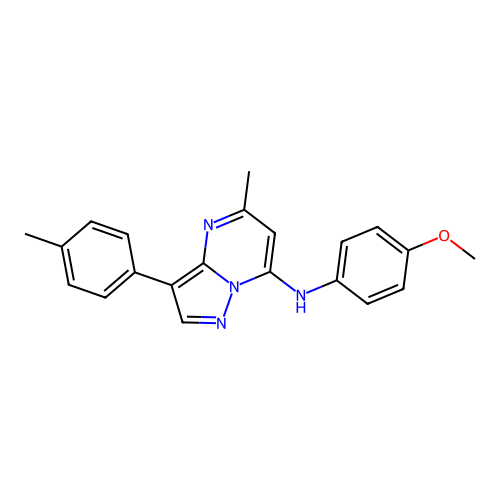 N-(4-methoxyphenyl)-5-methyl-3-(4-methylphenyl)pyrazolo[1,5-a]pyrimidin-7-amine structure