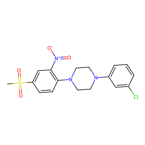 1-(3-Chlorophenyl)-4-(4-(methylsulfonyl)-2-nitrophenyl)piperazine structure