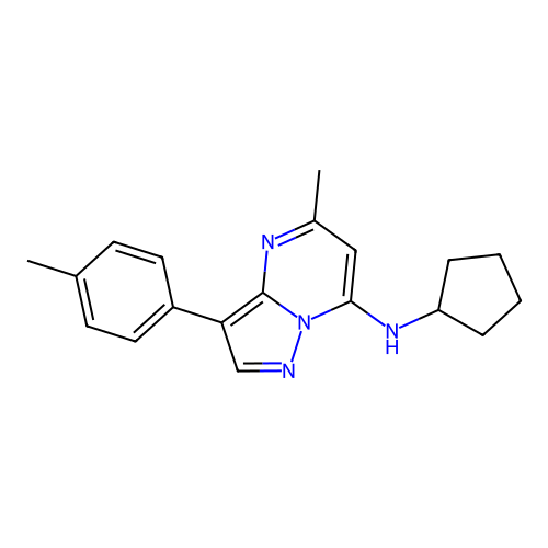 N-cyclopentyl-5-methyl-3-(4-methylphenyl)pyrazolo[1,5-a]pyrimidin-7-amine structure
