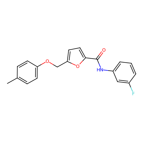 N-(3-fluorophenyl)-5-[(4-methylphenoxy)methyl]furan-2-carboxamide structure