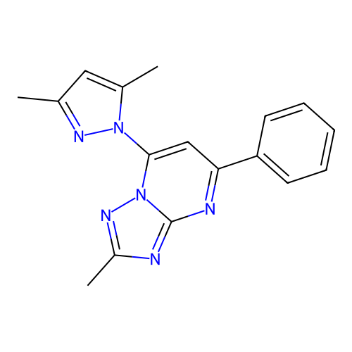7-(3,5-Dimethylpyrazol-1-yl)-2-methyl-5-phenyl-[1,2,4]triazolo[1,5-a]pyrimidine structure
