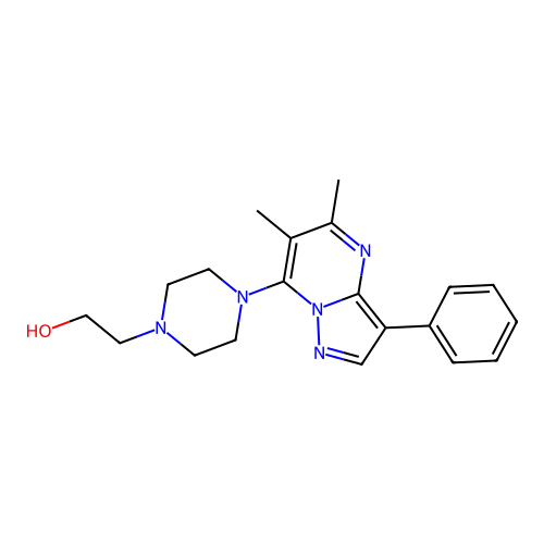2-[4-(5,6-Dimethyl-3-phenylpyrazolo[1,5-a]pyrimidin-7-yl)piperazin-1-yl]ethanol structure