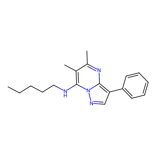 5,6-dimethyl-N-pentyl-3-phenylpyrazolo[1,5-a]pyrimidin-7-amine structure