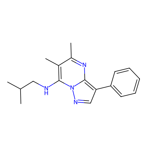5,6-dimethyl-N-(2-methylpropyl)-3-phenylpyrazolo[1,5-a]pyrimidin-7-amine structure