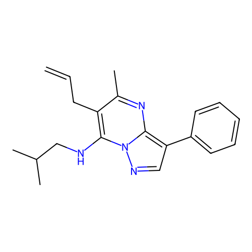 5-methyl-N-(2-methylpropyl)-3-phenyl-6-(prop-2-en-1-yl)pyrazolo[1,5-a]pyrimidin-7-amine structure