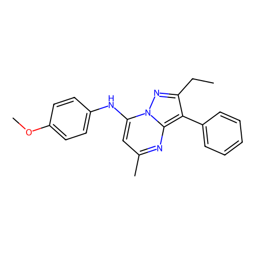 2-ethyl-N-(4-methoxyphenyl)-5-methyl-3-phenylpyrazolo[1,5-a]pyrimidin-7-amine structure