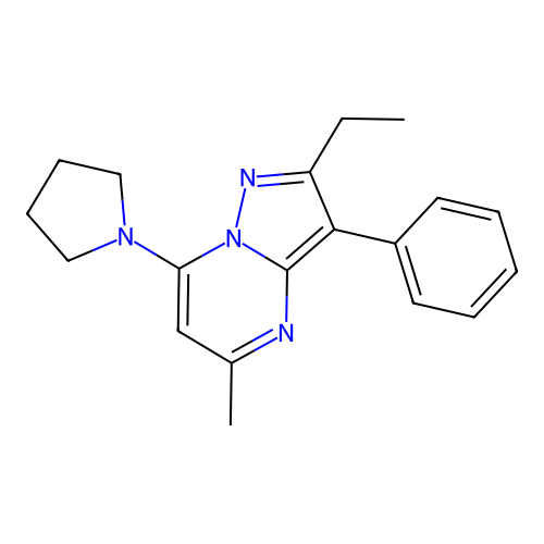 2-Ethyl-5-methyl-3-phenyl-7-(pyrrolidin-1-yl)pyrazolo[1,5-a]pyrimidine structure