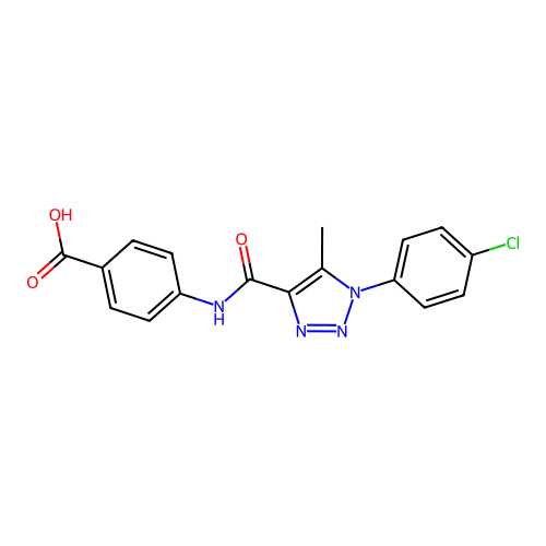 4-(1-(4-chlorophenyl)-5-methyl-1H-1,2,3-triazole-4-carboxamido)benzoic acid structure