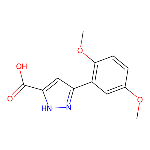 3-(2,5-dimethoxyphenyl)-1H-pyrazole-5-carboxylic acid structure