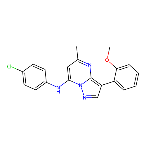 N-(4-chlorophenyl)-3-(2-methoxyphenyl)-5-methylpyrazolo[1,5-a]pyrimidin-7-amine structure