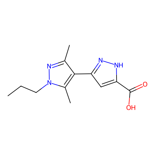 3',5'-dimethyl-1'-propyl-1H,1'H-3,4'-bipyrazole-5-carboxylic acid structure