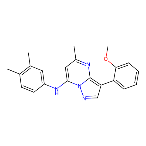 N-(3,4-dimethylphenyl)-3-(2-methoxyphenyl)-5-methylpyrazolo[1,5-a]pyrimidin-7-amine structure
