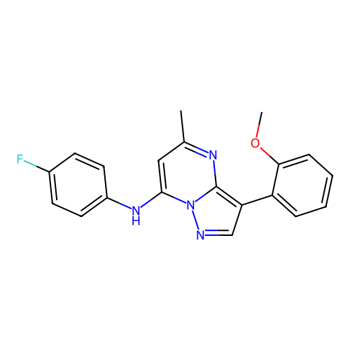 N-(4-fluorophenyl)-3-(2-methoxyphenyl)-5-methylpyrazolo[1,5-a]pyrimidin-7-amine structure